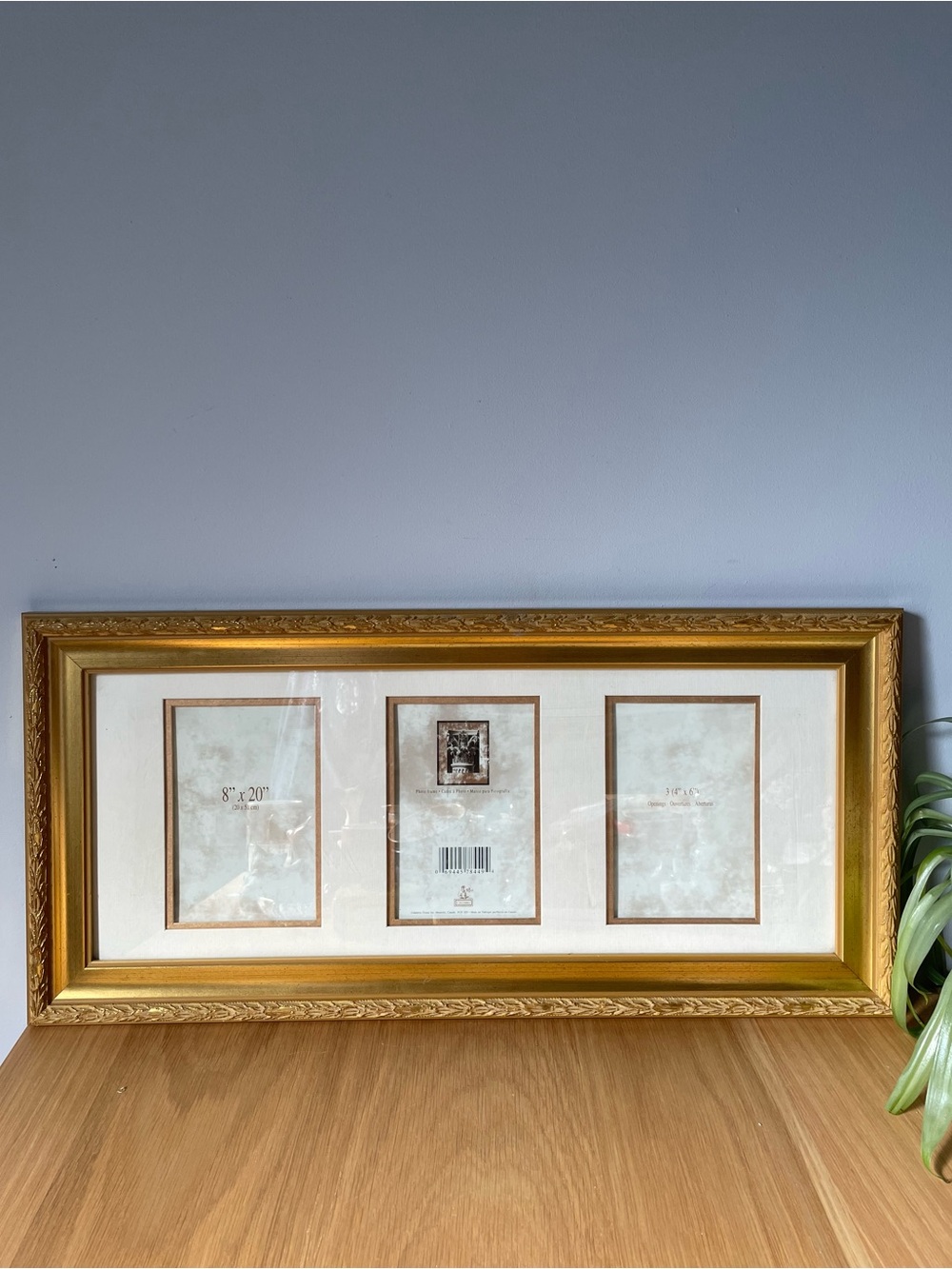 Vintage Columbia Frame Ornate Gold Triple Aperture Picture Frame Canada 8x20